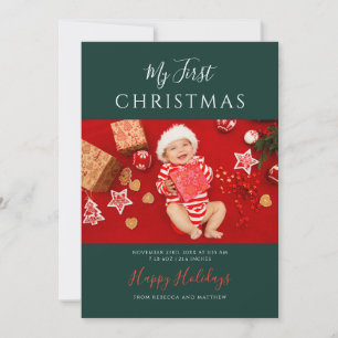 Cartes Pour Fêtes Annuelles Premières Photos de Bébé pour un Noël Festif