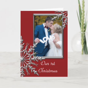 Cartes Pour Fêtes Annuelles Premiers Noël Ensemble Snowflakes sur Red Photo