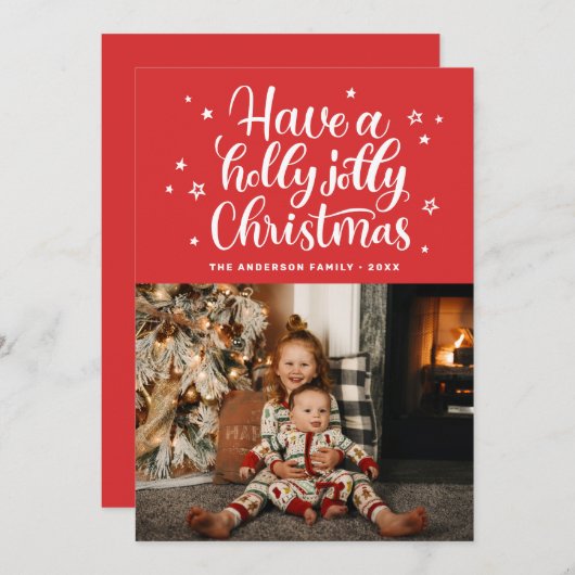 Cartes Pour Fêtes Annuelles Prenez un saint Noël joyeux. Script mignon rouge (Devant / Derrière)