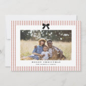 Cartes Pour Fêtes Annuelles Preppy Bow Crimson Stripe Photo (Devant)