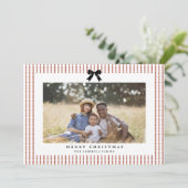 Cartes Pour Fêtes Annuelles Preppy Bow Crimson Stripe Photo (Debout devant)