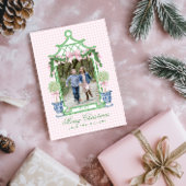 Cartes Pour Fêtes Annuelles Preppy Chinoiserie Pagode de Noël Monogramme