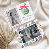 Cartes Pour Fêtes Annuelles Préppy Christmas Baubles Ornaments Photo Holiday