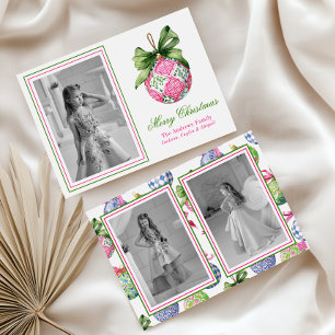 Cartes Pour Fêtes Annuelles Préppy Christmas Baubles Ornaments Photo Holiday