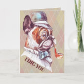 Cartes Pour Fêtes Annuelles Preppy Gentleman Chien Je T'Ai Creusé (Devant)