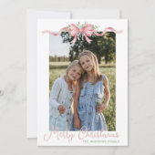 Cartes Pour Fêtes Annuelles Preppy Grandmillennial Christmas Bow Swag Photo (Devant)