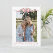 Cartes Pour Fêtes Annuelles Preppy Grandmillennial Christmas Bow Swag Photo (Debout devant)