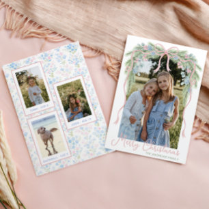 Cartes Pour Fêtes Annuelles Preppy Grandmillennial Christmas Bow Swag Photo