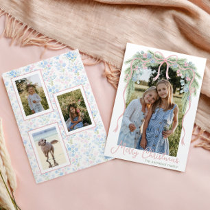 Cartes Pour Fêtes Annuelles Preppy Grandmillennial Christmas Bow Swag Photo