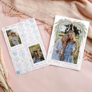 Cartes Pour Fêtes Annuelles Preppy Grandmillennial Christmas Bow Swag Photo