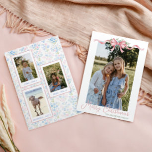 Cartes Pour Fêtes Annuelles Preppy Grandmillennial Christmas Bow Swag Photo