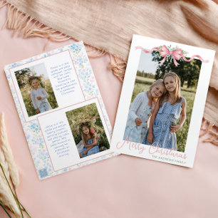 Cartes Pour Fêtes Annuelles Preppy Grandmillennial Christmas Bow Swag Photo