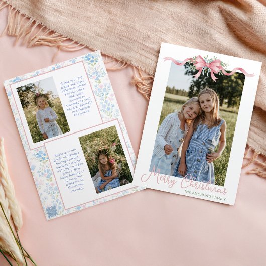 Cartes Pour Fêtes Annuelles Preppy Grandmillennial Christmas Bow Swag Photo