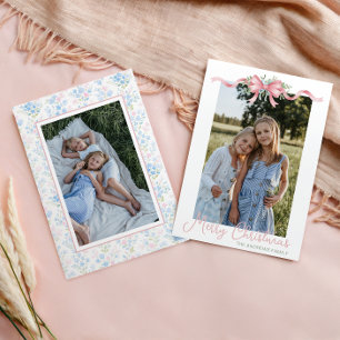 Cartes Pour Fêtes Annuelles Preppy Grandmillennial Christmas Bow Swag Photo