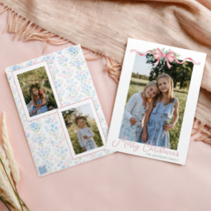 Cartes Pour Fêtes Annuelles Preppy Grandmillennial Christmas Bow Swag Photo