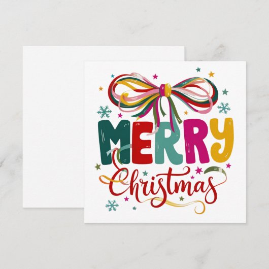 Cartes Pour Fêtes Annuelles Preppy Joyeux Noël Coquette Bow Xmas (Devant / Derrière)