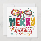 Cartes Pour Fêtes Annuelles Preppy Joyeux Noël Coquette Bow Xmas (Devant)