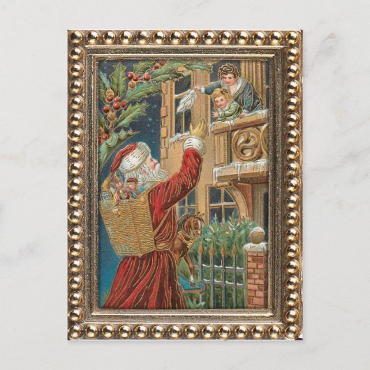 Cartes Pour Fêtes Annuelles Présentations Père Noël vintages (Devant)