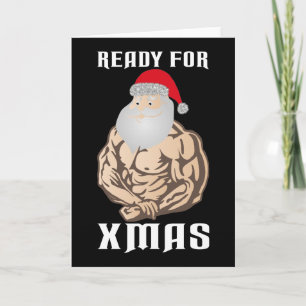 Cartes Pour Fêtes Annuelles Prêt pour le muscle de noël Père Noël