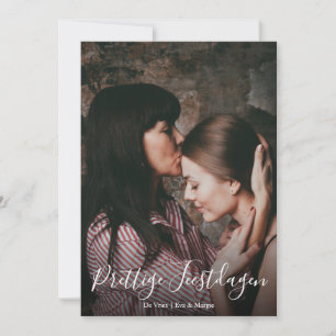 Cartes Pour Fêtes Annuelles Prettige Feestdagen Script Foto Overlay Kerstkaart