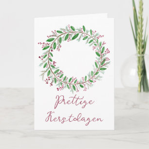 Cartes Pour Fêtes Annuelles Prettige Kerstdagen, couronne néerlandaise de Noël