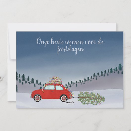 Cartes Pour Fêtes Annuelles Prettige Kerstdagen Néerlandais Noël Rouge Fiat 50 (Dos)
