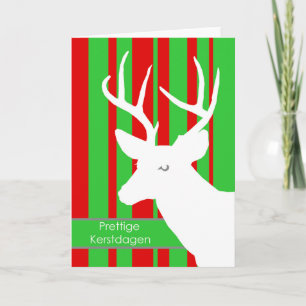 Cartes Pour Fêtes Annuelles Prettige Kerstdagen, Noël en néerlandais, Cerf
