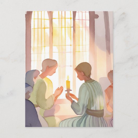 Cartes Pour Fêtes Annuelles Prière religieuse | Aquarelle manuelle (Devant)