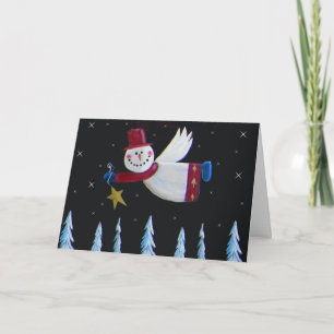 Cartes Pour Fêtes Annuelles Primitif Noël Snowman Angel