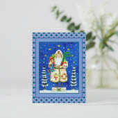 CARTES POUR FÊTES ANNUELLES PRIMITIVE FOLKART BALTIMORE QUILT PÈRE NOËL (Debout devant)