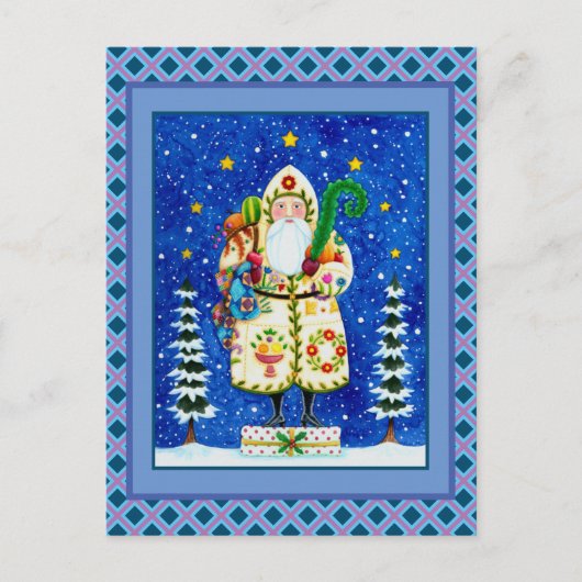 CARTES POUR FÊTES ANNUELLES PRIMITIVE FOLKART BALTIMORE QUILT PÈRE NOËL (Devant)