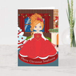 Cartes Pour Fêtes Annuelles Princesse de Noël de Red Hair