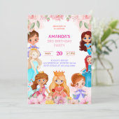 Cartes Pour Fêtes Annuelles Princesse Fille Fête d'anniversaire 3e année Invit (Debout devant)