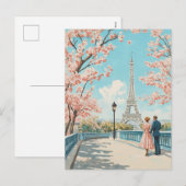 Cartes Pour Fêtes Annuelles Printemps romantique à Paris (Devant / Derrière)