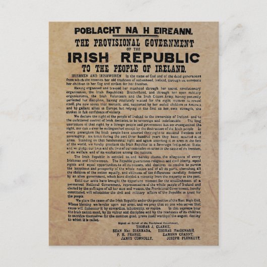 Cartes Pour Fêtes Annuelles Proclamation de Pâques sur la République d'Irlande (Devant)