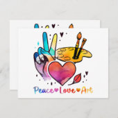 Cartes Pour Fêtes Annuelles Professeur D'Art Peace Love Art Pour Artistes Et P (Devant / Derrière)