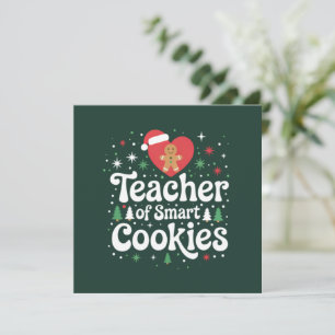 Cartes Pour Fêtes Annuelles Professeur de Noël de Cookies Intelligents