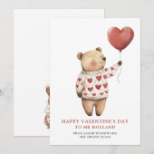 Cartes Pour Fêtes Annuelles Professeur Nounours Joyeuse Saint-Valentin    (Devant / Derrière)