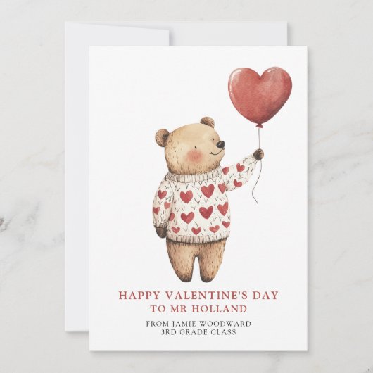 Cartes Pour Fêtes Annuelles Professeur Nounours Joyuse Saint-Valentin    (Devant)