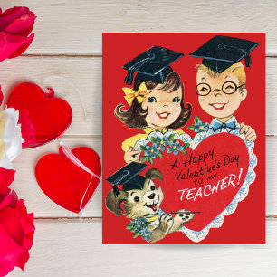 Cartes Pour Fêtes Annuelles Professeur vintage Retro Custom Valentine's Day