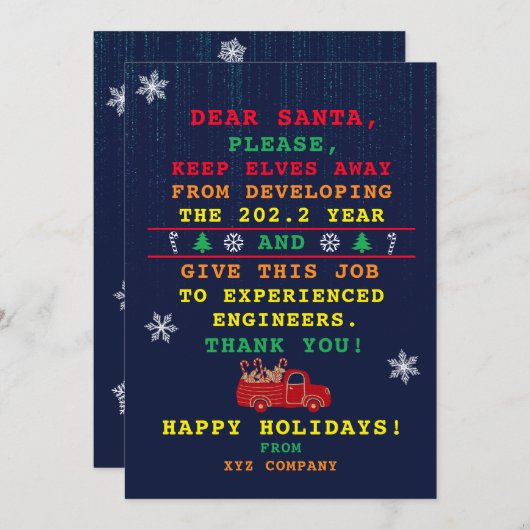 Cartes Pour Fêtes Annuelles Programmer Company Funny Noël 2021 (Devant / Derrière)
