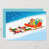 Cartes Pour Fêtes Annuelles promenade en traîneau de teckel (Devant / Derrière)
