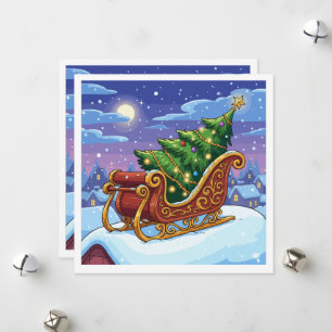 Cartes Pour Fêtes Annuelles Promenade en traîneau magique de la veille de Noël