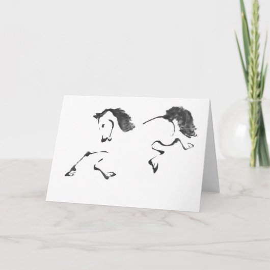 Cartes Pour Fêtes Annuelles Promenade - peinture de Sumi-e de cheval (Devant)