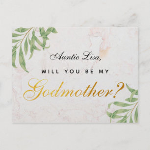 Cartes Pour Fêtes Annuelles Proposition Godmother Folift Marble Faux Script d'