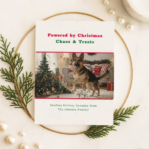 Cartes Pour Fêtes Annuelles Propulsé par la folie de Noël Photo drôle de chien