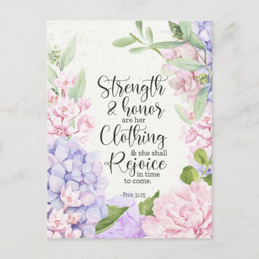Cartes Pour Fêtes Annuelles Proverbes 31:25 - Force et Honneur (Devant)