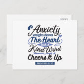 Cartes Pour Fêtes Annuelles Proverbs 12:25 Bible Verse – Kind Word Art (Devant / Derrière)