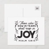 Cartes Pour Fêtes Annuelles Psalm 126:5 Scripture Typography – Reap in Joy (Devant / Derrière)