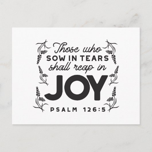 Cartes Pour Fêtes Annuelles Psalm 126:5 Scripture Typography – Reap in Joy (Devant)